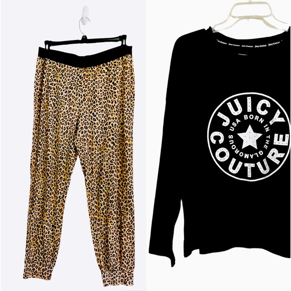 Juicy Couture Logo 2PC Set Loungewear Pajamas Born In The USA Bling NWT - Picture 1 of 6